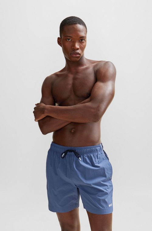 Shorts De Banho Com Listras Laterais E Logo