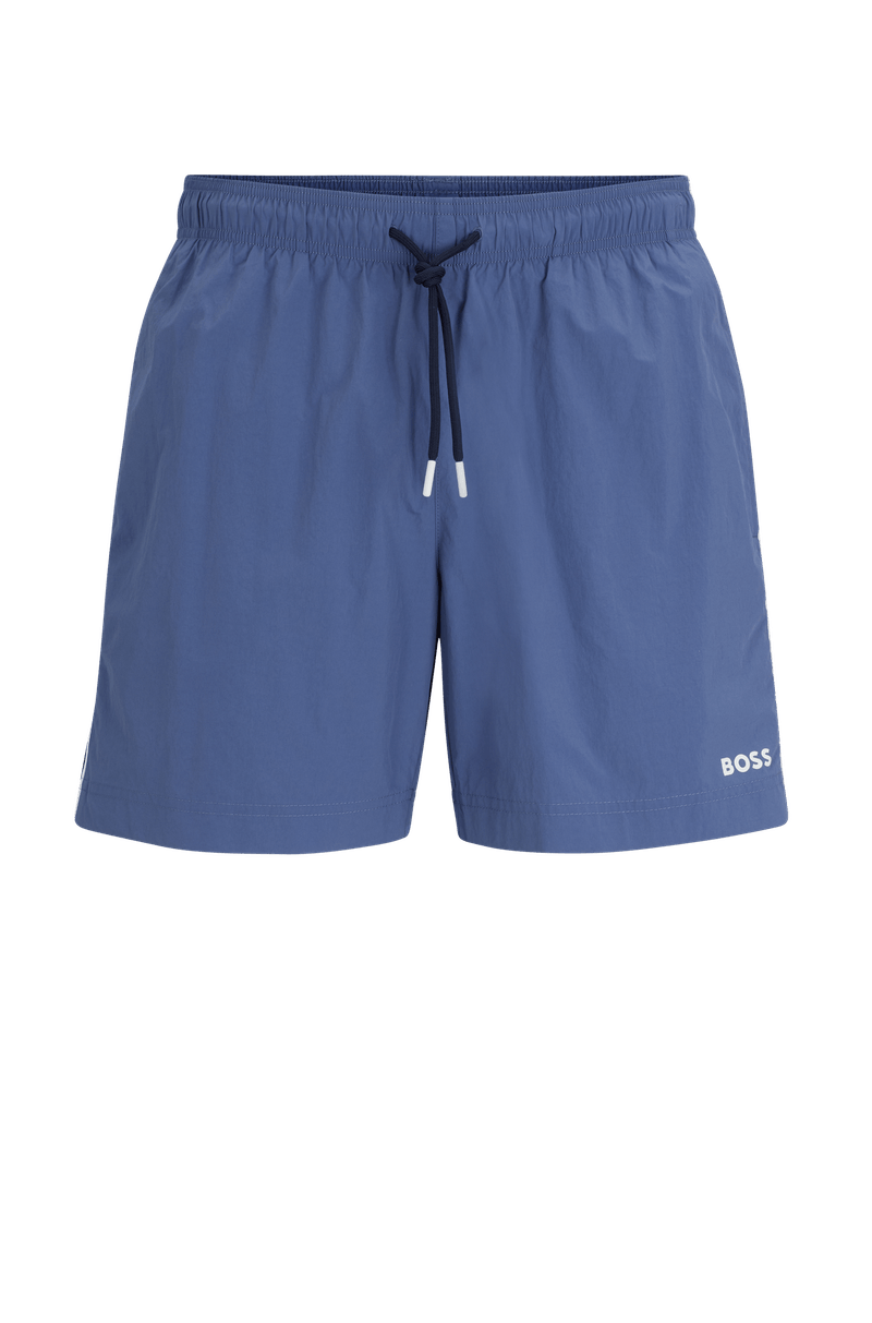Shorts De Banho Com Listras Laterais E Logo