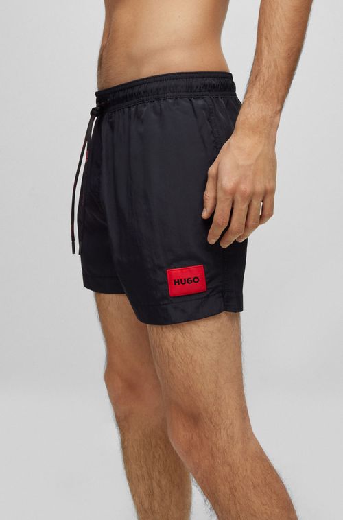 Shorts De Praia De Secagem Rápida Em Material Reciclado Com Logo Preto