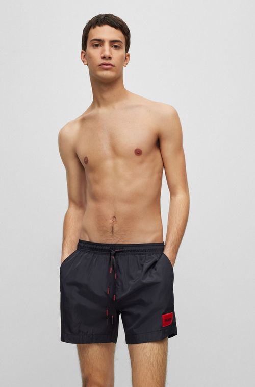 Shorts De Praia De Secagem Rápida Em Material Reciclado Com Logo Preto