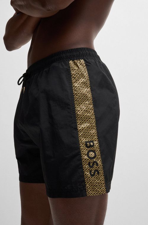 Shorts De Banho Reciclados Com Logo Metálico