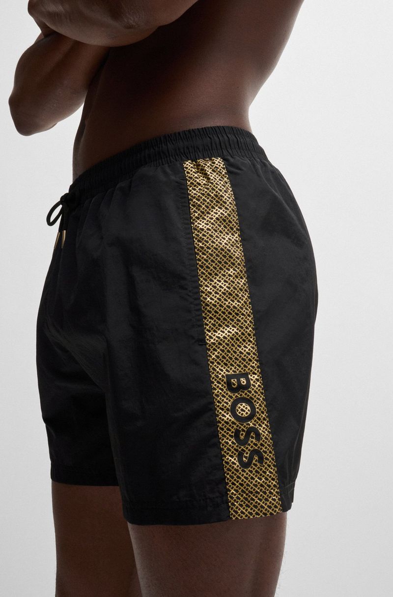 Shorts De Banho Reciclados Com Logo Metálico