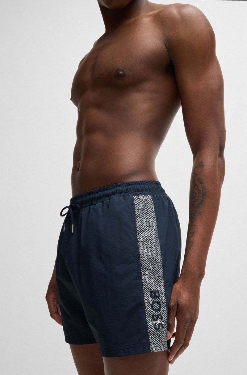 Shorts De Banho Reciclados Com Logo Metálico