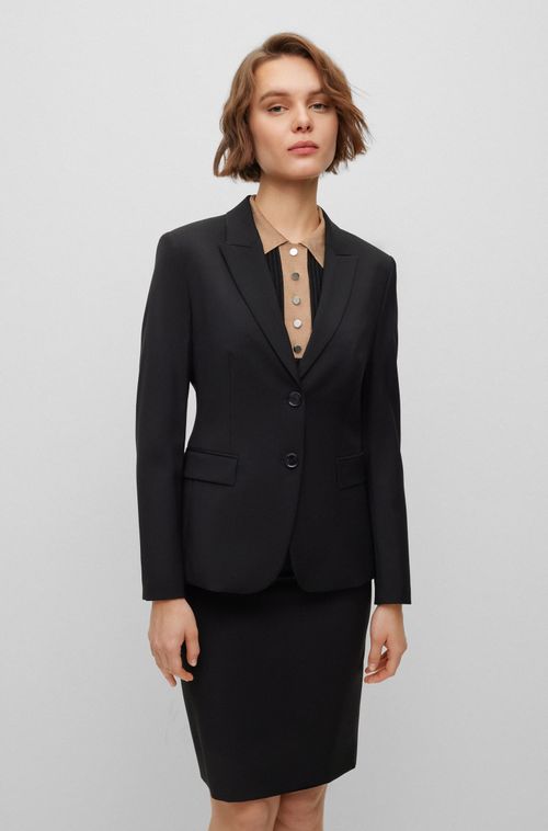 Blazer Regular Fit Em Lã Virgem Com Bolsos De Aba