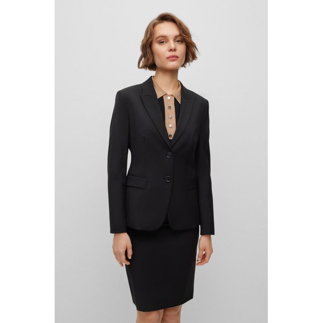 Blazer Regular Fit Em Lã Virgem Com Bolsos De Aba