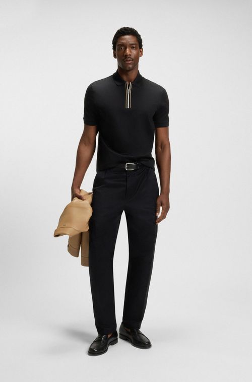 Polo De Algodão Mercerizado Com Fecho De Correr