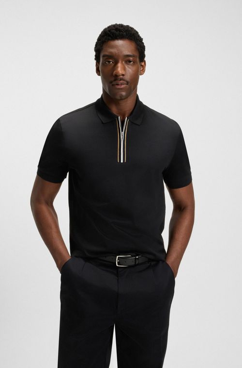 Polo De Algodão Mercerizado Com Fecho De Correr