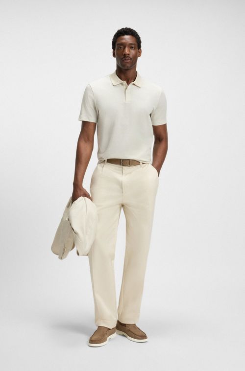 Polo Em Algodão Mercerizado Com Jacquard Geométrico