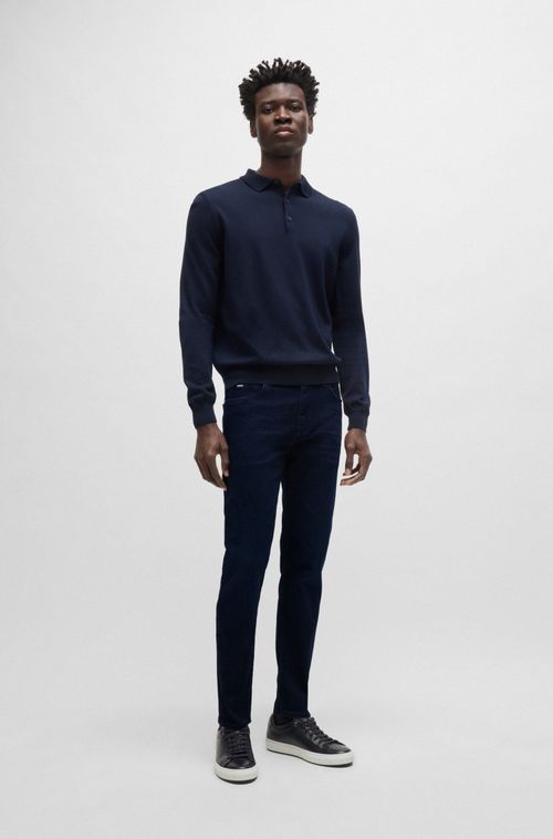 Calças Delaware Slim Fit Pretas Em Denim Azul-Escuro Suave