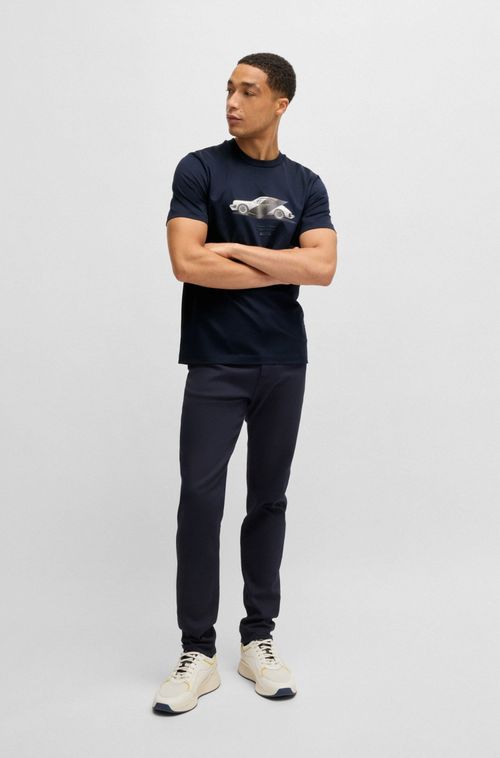 Camiseta Porsche X Boss Em Algodão Mercerizado Com Logo