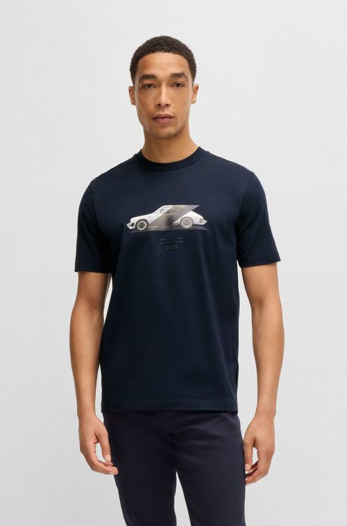 Camiseta Porsche X Boss Em Algodão Mercerizado Com Logo