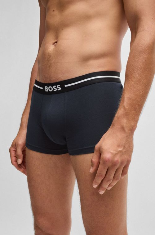 Conjunto De Três Cuecas Em Algodão Elástico Com Cós De Logo