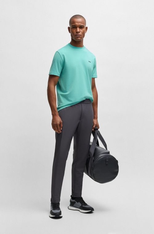 Camiseta Regular De Algodão Elástico Com Logo Contrastante