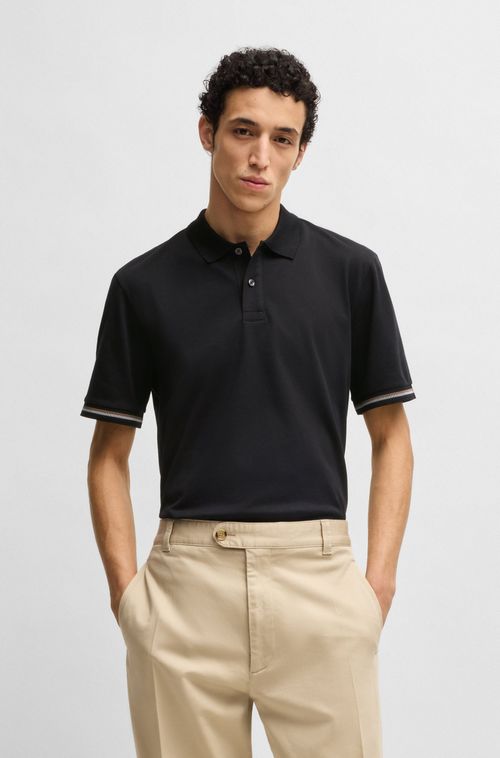 Polo Regular Fit Em Algodão Mercerizado Com Listras
