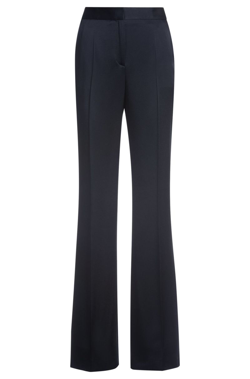 Calças Slim Fit Em Sarja Brilhante