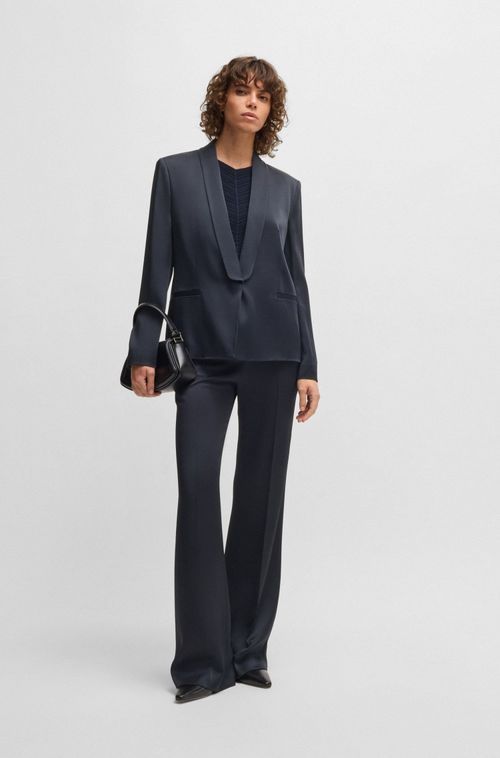 Calças Slim Fit Em Sarja Brilhante