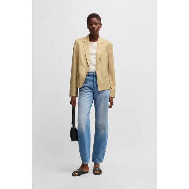 Chinelo De Couro Com Monograma Double B Em Tom Dourado