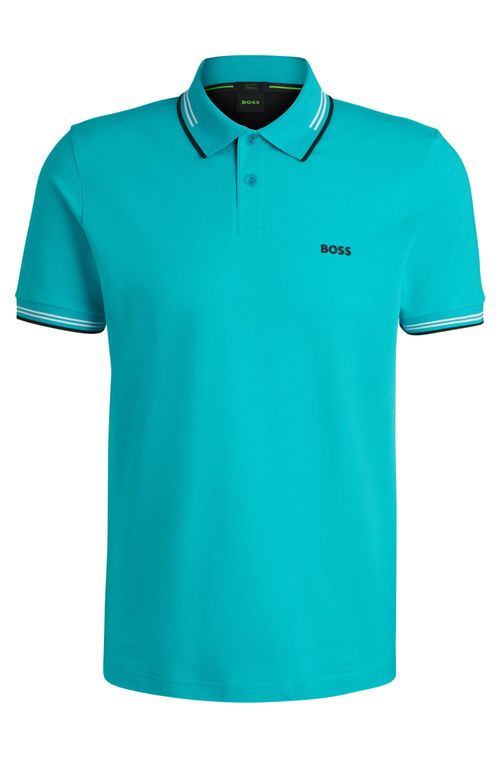 Polo De Ajuste Slim Em Algodão Elástico Com Marca