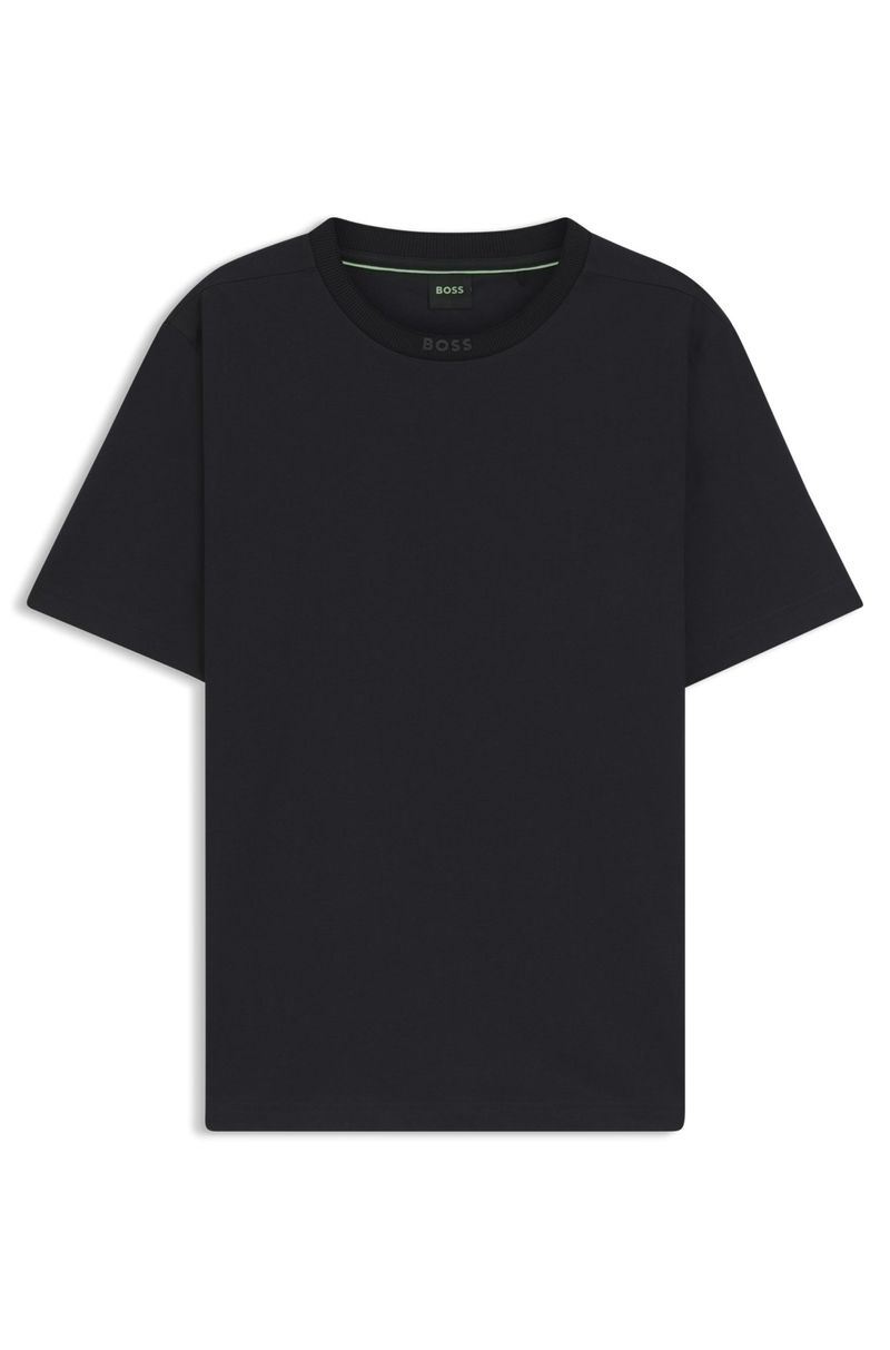 Camiseta Em Jersey De Algodão Com Gola Listrada