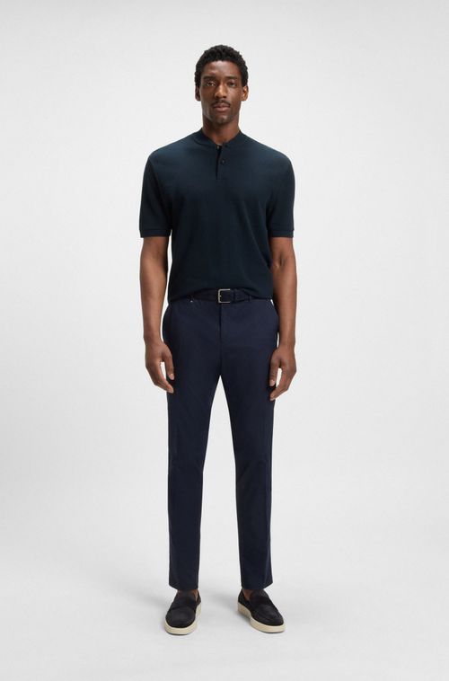 Camisa Polo Sem Gola Em Algodão Texturizado