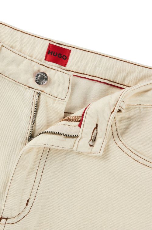Jeans De Modelagem Relaxada Em Denim Rígido