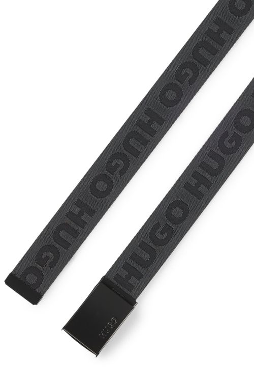 Cinto Em Tecido Com Logo E Fivela De Placa Com Detalhes Da Marca