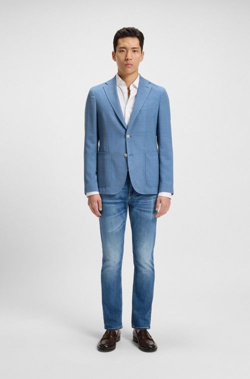 Blazer De Ajuste Slim Em Tecido Elástico Confortável Com Micropadrão