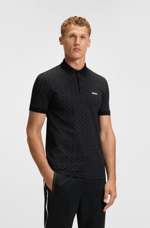 Polo Em Algodão Elástico Com Padrão Estampado