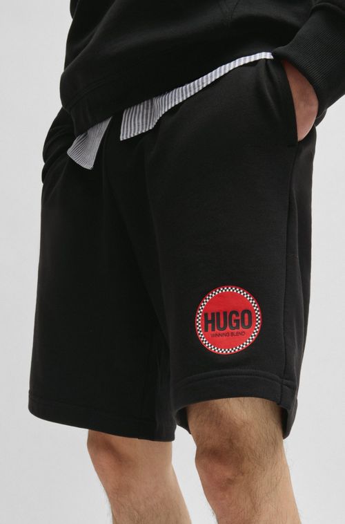 Shorts De Algodão Felpudo Com Estampa De Logo