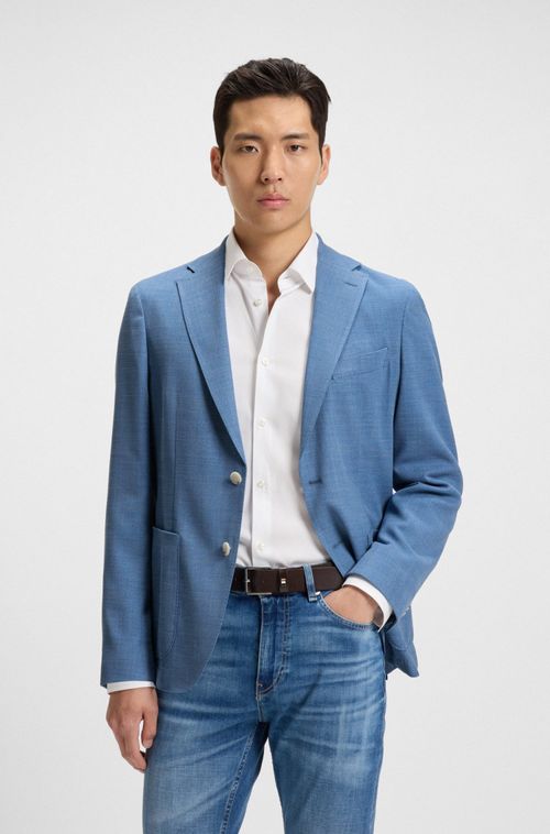 Blazer De Ajuste Slim Em Tecido Elástico Confortável Com Micropadrão