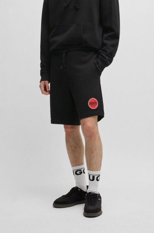 Shorts De Algodão Felpudo Com Estampa De Logo