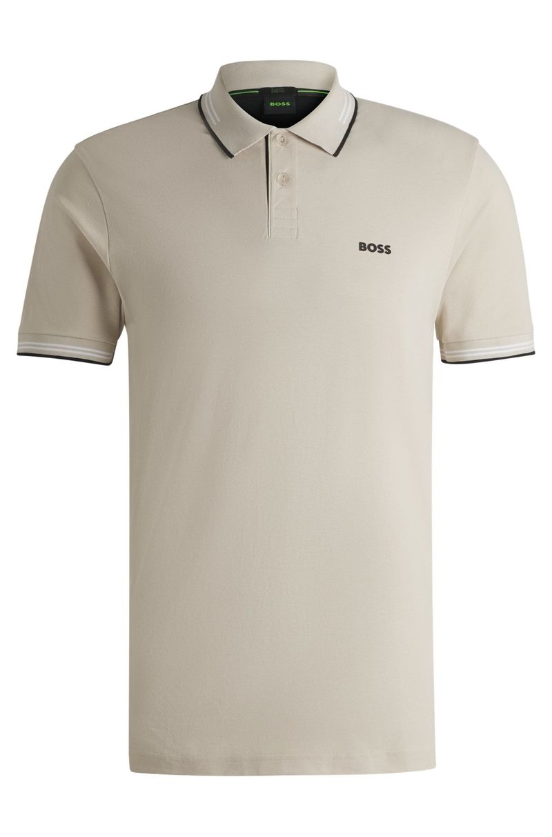 Polo De Ajuste Slim Em Algodão Elástico Com Marca