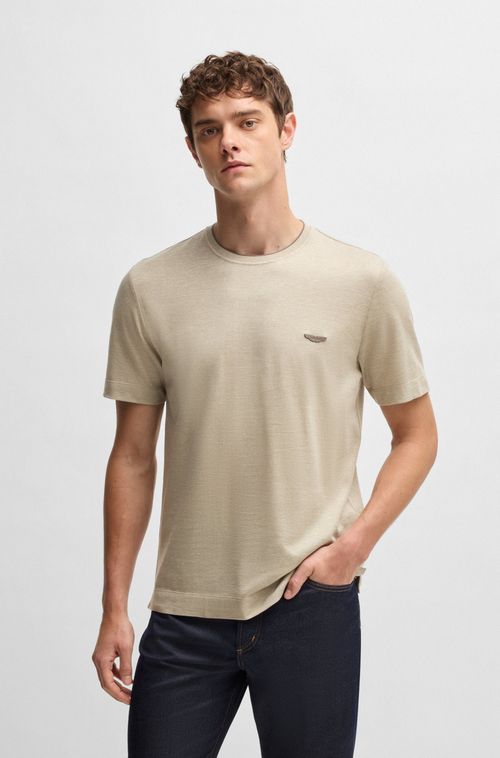 Camiseta Boss X Aston Martin Em Algodão, Linho E Seda