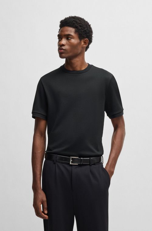 Camiseta De Ajuste Regular Em Tecido Seersucker De Mistura De Algodão