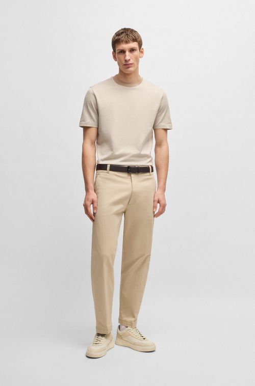 Camiseta De Algodão Mercerizado Com Gola Contrastante