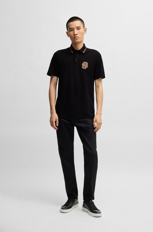 Polo De Algodão Mercerizado Com Monograma Double B