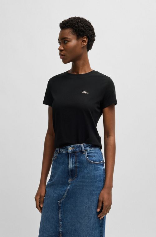 Camiseta Em Jersey De Algodão Com Logo Tipográfico