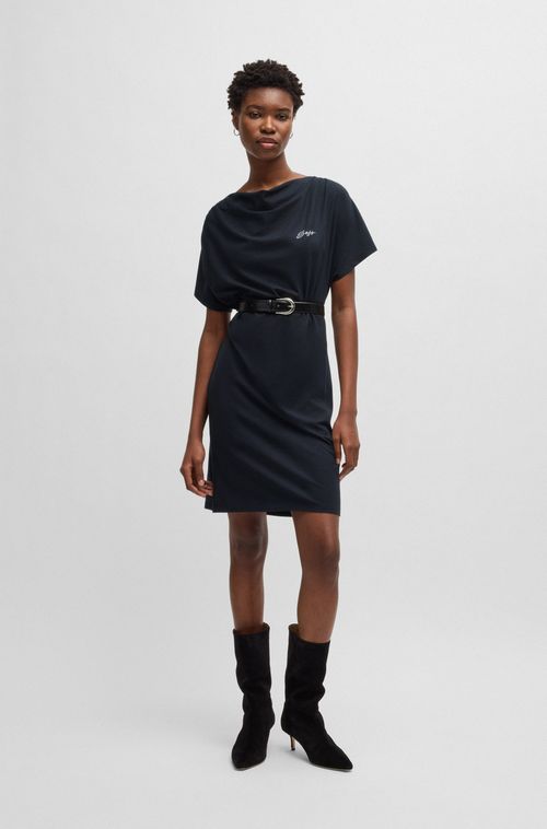 Vestido Camiseta De Algodão Com Logo De Cristal