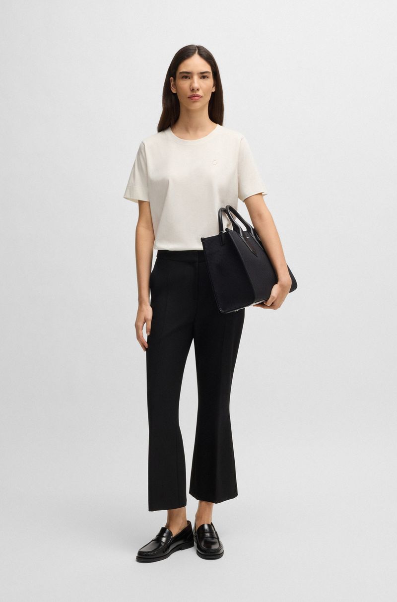 Camiseta De Algodão Mercerizado Com Monograma Double B