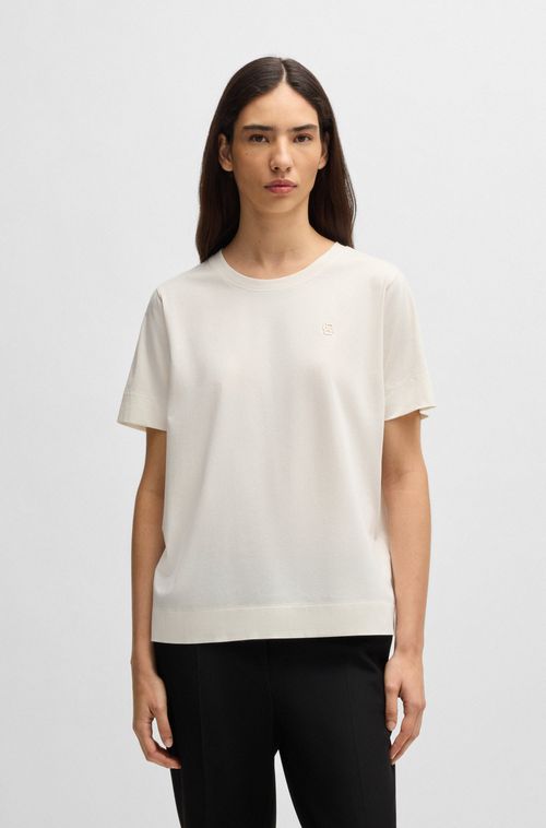 Camiseta De Algodão Mercerizado Com Monograma Double B