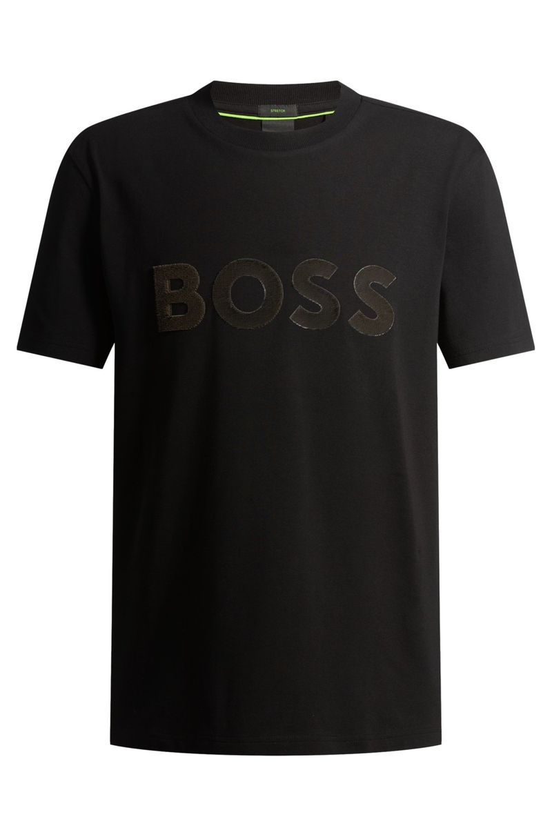 Camiseta Em Algodão Elástico Com Logo