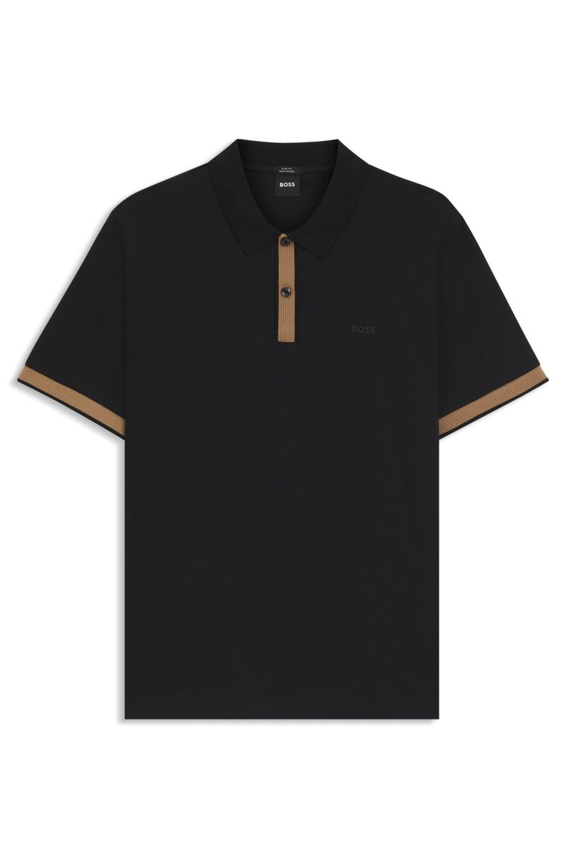 Polo Slim Em Algodão Com Acabamentos Estruturados