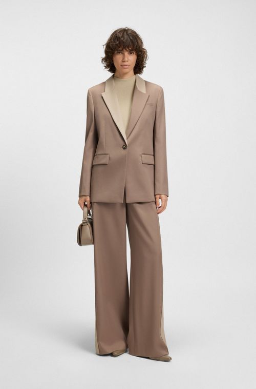 Blazer De Ajuste Descontraído Com Lapelas Em Bloco De Cores