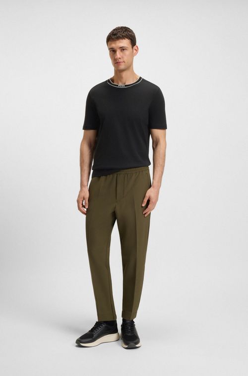 Camiseta Em Jersey De Algodão Com Gola Listrada