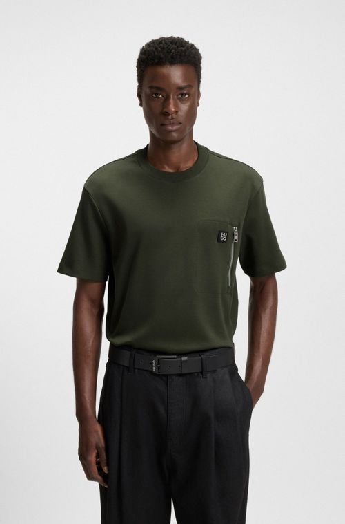 Camiseta Em Algodão-Interlock Com Bolso Com Fecho