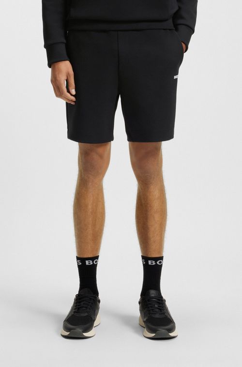 Shorts Em Mistura De Algodão Com Detalhes De Riscas