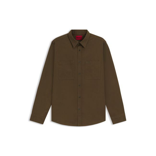 Camisa De Ajuste Descontraído Em Sarja Suave