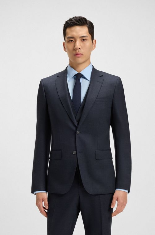 Terno Slim Fit Em Lã Virgem Stretch Com Micropadrão