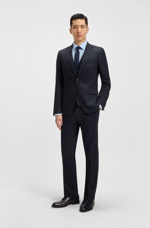 Terno Slim Fit Em Lã Virgem Stretch Com Micropadrão