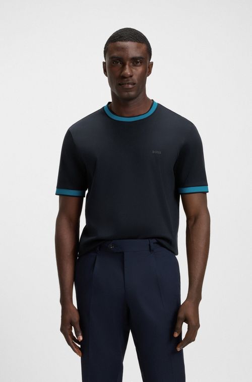 Camiseta De Ajuste Slim Em Algodão Mercerizado